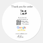 Google review business logo website scan QR-code Ronde Sticker (Voorkant)