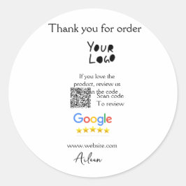 Google review business logo website scan QR-code Ronde Sticker