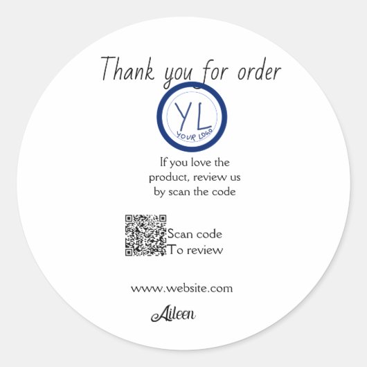 Google review business logo website scan QR code Ronde Sticker (Voorkant)