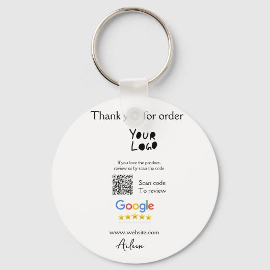 Google review business logo website scan QR-code Sleutelhanger (Voorkant)