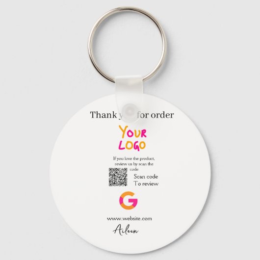 Google review business logo website scan QR code Sleutelhanger (Voorkant)