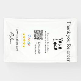 Google review business logo website scan QR-code Spandoek