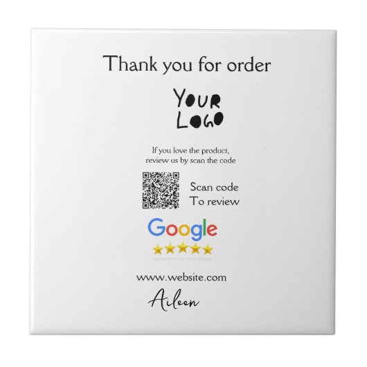 Google review business logo website scan QR-code Tegeltje (Voorkant)