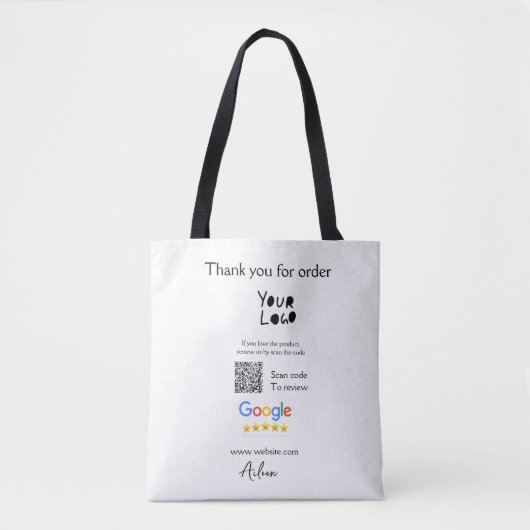 Google review business logo website scan QR-code Tote Bag (Voorkant)