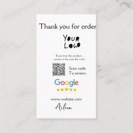 Google review business logo website scan QR-code Visitekaartje
