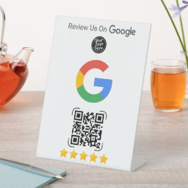 Google Review Business Stand with QR Reclamebord Met Voetstuk