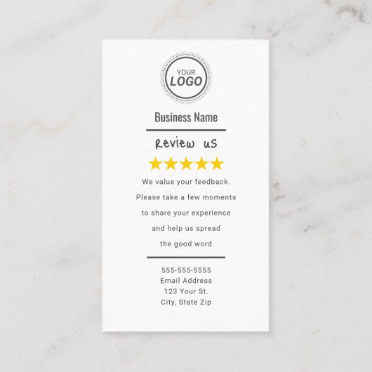Google Review Card With QR Code Link Template Visitekaartje (Achterkant)