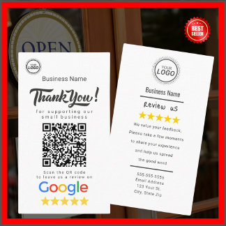 Google Review Card With QR Code Link Template Visitekaartje