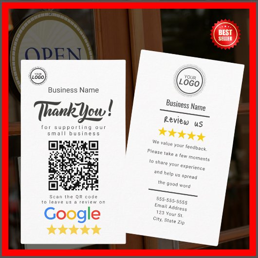 Google Review Card With QR Code Link Template Visitekaartje