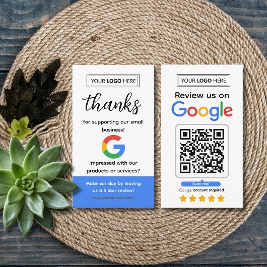 Google Review Kaart aanvragen met Logo en QR-code Visitekaartje