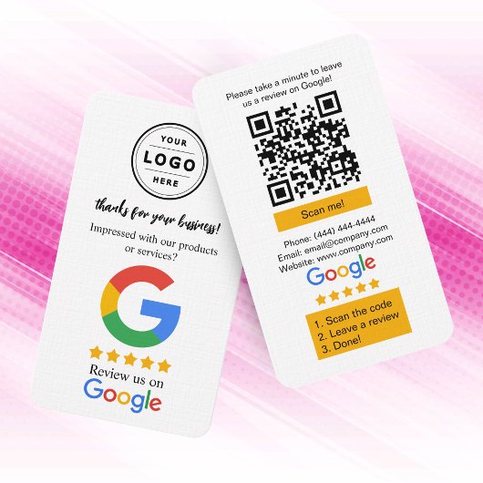 Google Review Kaart aanvragen met Logo en QR-code Visitekaartje