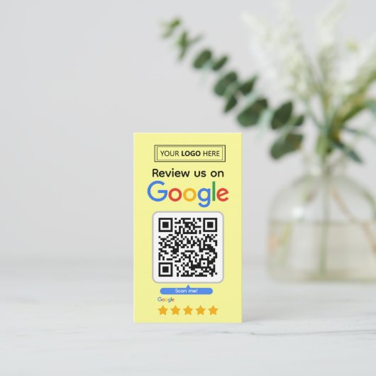 Google Review Kaart aanvragen met Logo en QR-code Visitekaartje (Staand voorkant)