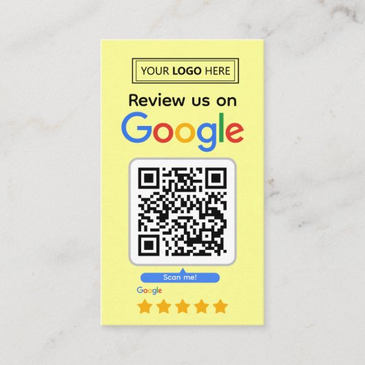 Google Review Kaart aanvragen met Logo en QR-code Visitekaartje (Voorkant)