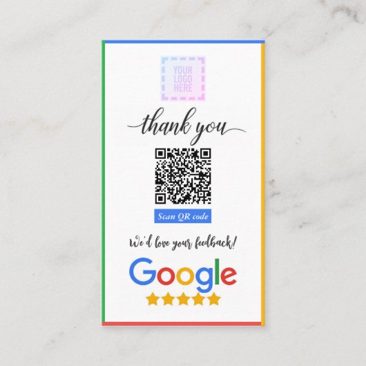 Google Review Kaart met Coupon Cutoff & QR Code Visitekaartje (Voorkant)