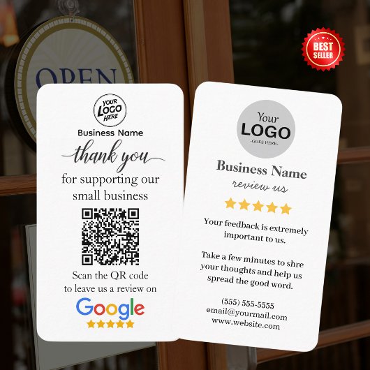 Google Review Kaart met QR Code Link Sjabloon Visitekaartje
