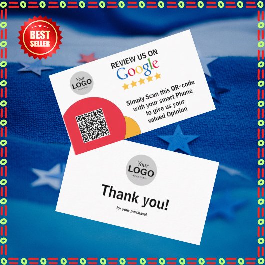 Google Review Kaart met QR Code Link Sjabloon Visitekaartje