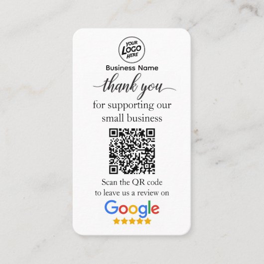 Google Review Kaart met QR Code Link Sjabloon Visitekaartje (Voorkant)