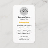 Google Review Kaart met QR Code Link Sjabloon Visitekaartje (Achterkant)