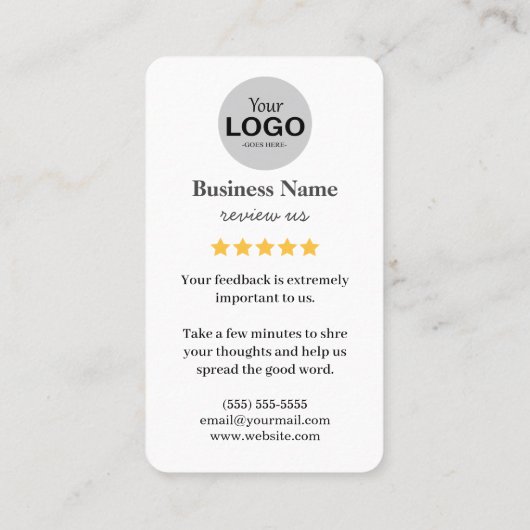 Google Review Kaart met QR Code Link Sjabloon Visitekaartje (Achterkant)