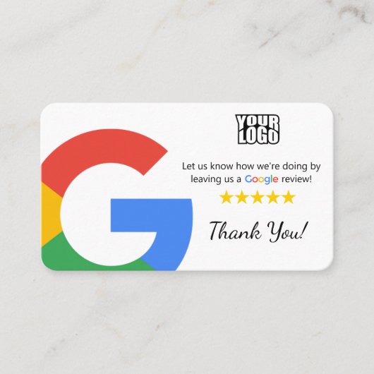 Google Review Kaart Sjabloon met QR Code Link Visitekaartje (Voorkant)