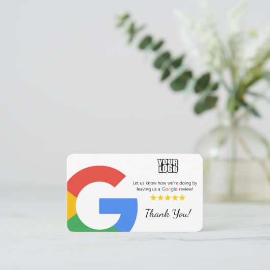 Google Review Kaart Sjabloon met QR Code Link Visitekaartje (Staand voorkant)