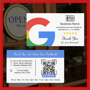 Google Review Kaart Sjabloon met QR Code Link Visitekaartje