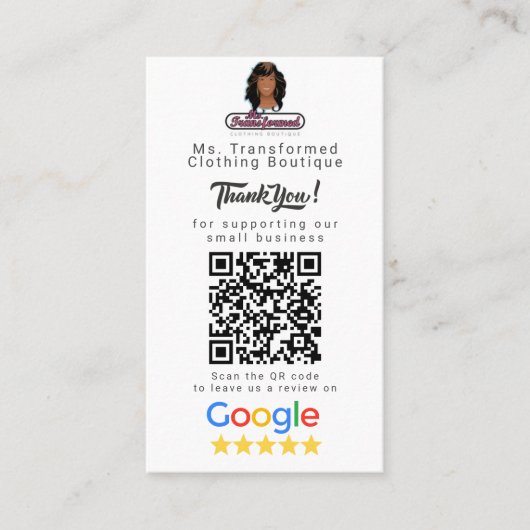 Google Review Kaart Sjabloon voor kleine bedrijven Visitekaartje (Voorkant)