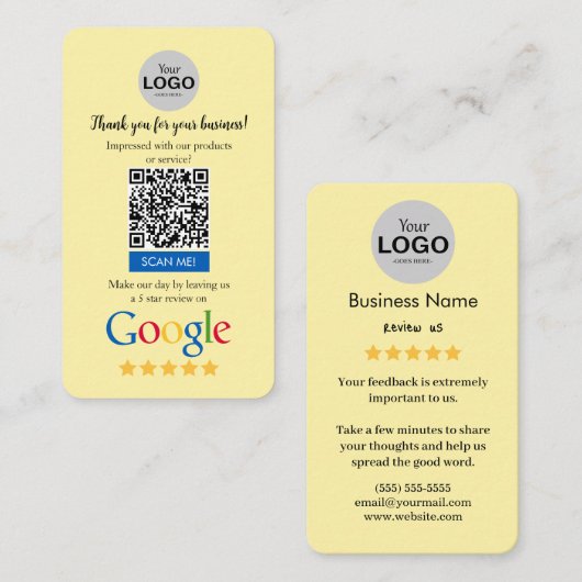 Google Review Kaart Visitekaartje (Voorkant / Achterkant)