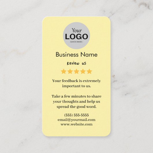 Google Review Kaart Visitekaartje (Achterkant)