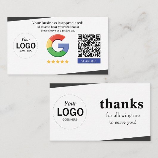 Google Review Kaart Visitekaartje (Voorkant / Achterkant)