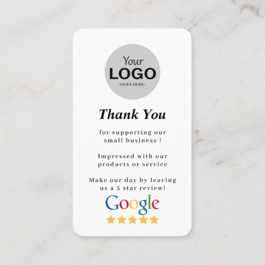 Google Review Kaart Visitekaartje (Achterkant)