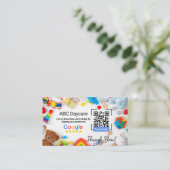 Google Review Kaart voor kinderopvang met QR-code Visitekaartje (Staand voorkant)