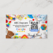 Google Review Kaart voor kinderopvang met QR-code Visitekaartje (Voorkant)