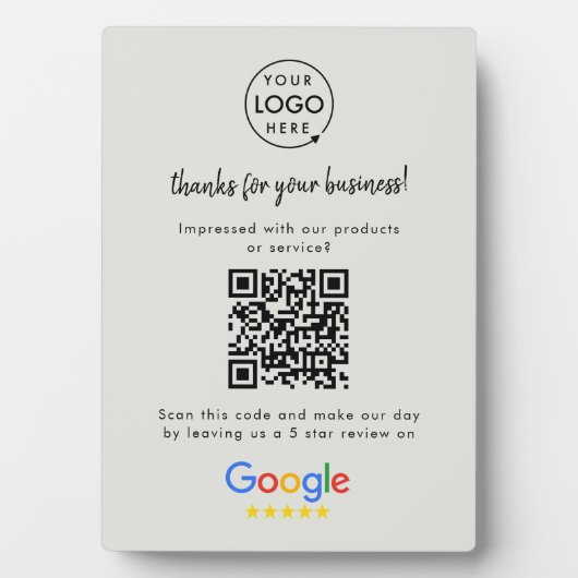 Google Review Link | QR-code Grijze zakelijke Revi Fotoplaat (voorkant)