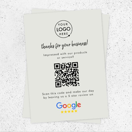 Google Review Link | QR-code Grijze zakelijke Revi Informatiekaartje