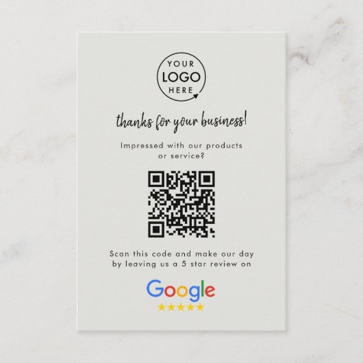 Google Review Link | QR-code Grijze zakelijke Revi Informatiekaartje (Voorkant)