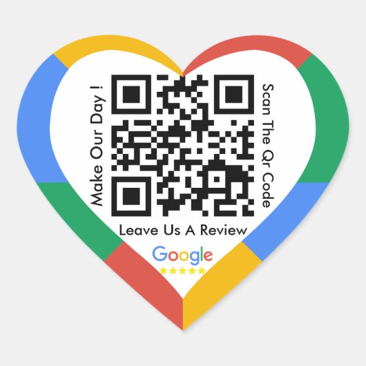 Google Review Link QR Code Heart Sticker (Voorkant)