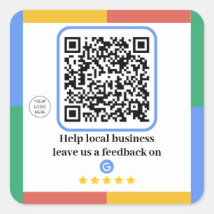 Google Review Link QR Code   Review ons op Google  Vierkante Sticker