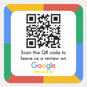Google Review Link QR Code Vierkante Sticker