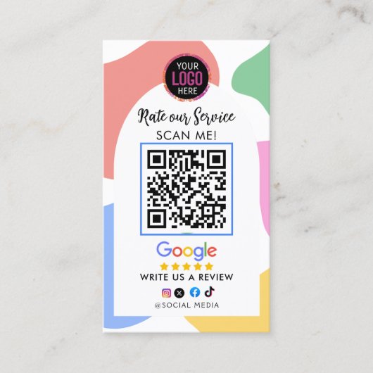 Google Review met LOGO QR Code Link Visitekaartje (Voorkant)