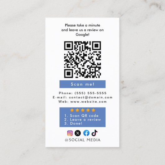 Google Review met QR Code Link CG Visitekaartje (Achterkant)