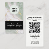 Google Review met QR Code Link Marbled Visitekaartje (Voorkant / Achterkant)