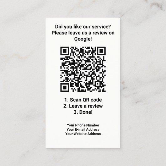 Google Review met QR Code Link Marbled Visitekaartje (Achterkant)