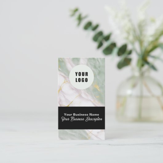 Google Review met QR Code Link Marbled Visitekaartje (Staand voorkant)