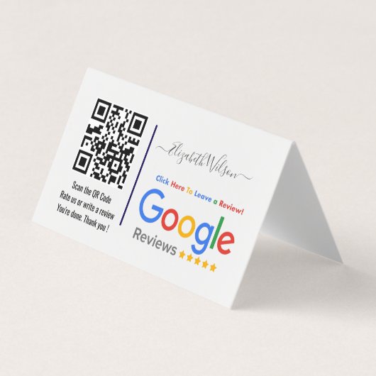 Google Review Met QR Code Link Visitekaartje (Voorkant)