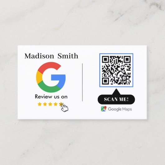 Google Review met QR Code Link Visitekaartje (Voorkant)