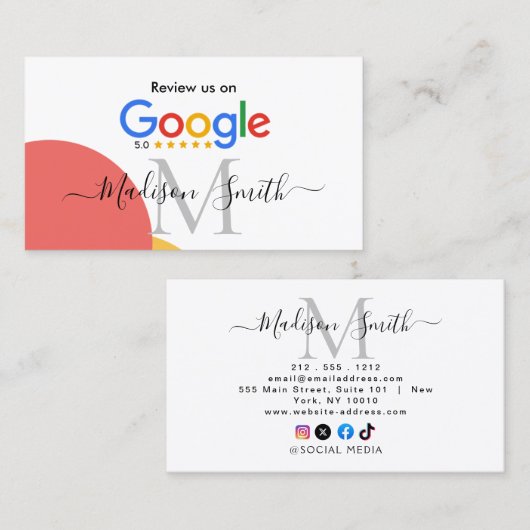 Google Review met QR Code Link Visitekaartje (Voorkant / Achterkant)