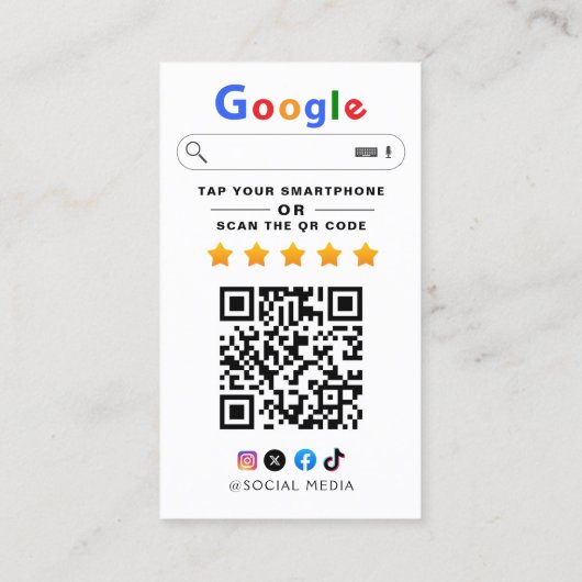 Google Review met QR Code Link Visitekaartje (Achterkant)