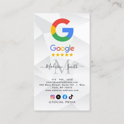 Google Review met QR Code Link Visitekaartje (Achterkant)