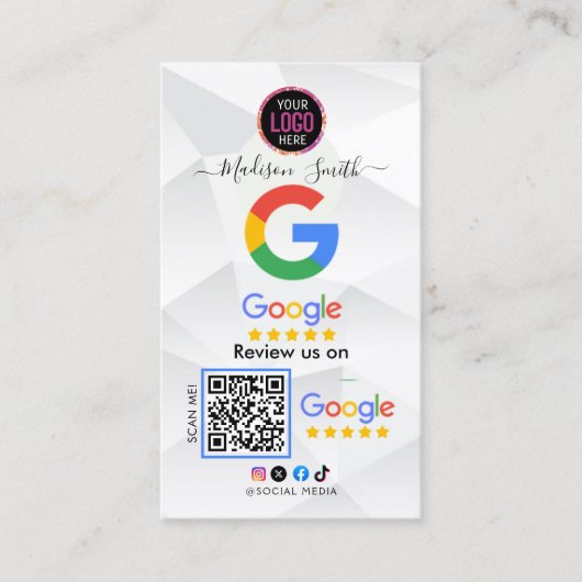 Google Review met QR Code Link Visitekaartje (Voorkant)